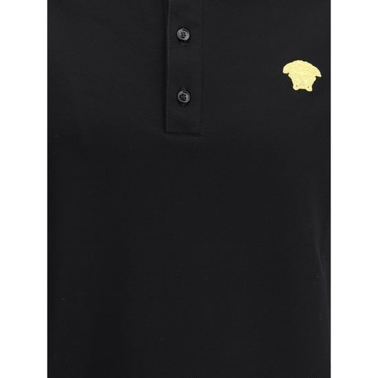 Polo de algodón negro Versace - Image 3