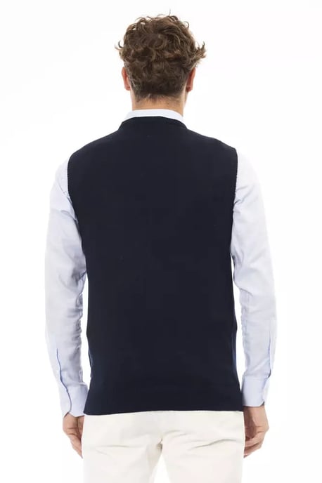 Chaleco de Viscosa Azul para Hombre Alpha Studio con Escote en V - Image 3