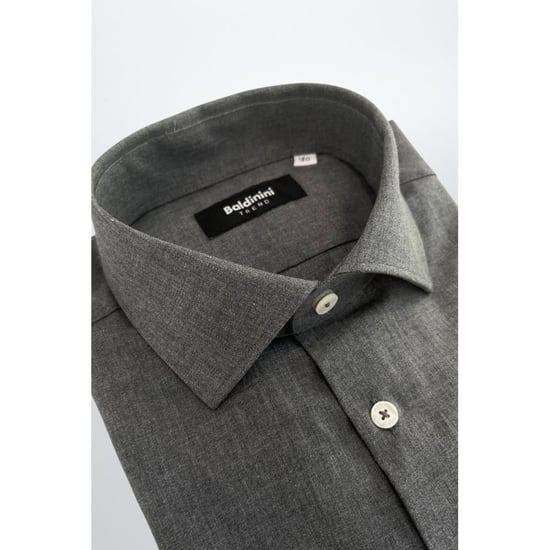 Camisa de Hombre de Algodón Gris Baldinini Trend - Image 2