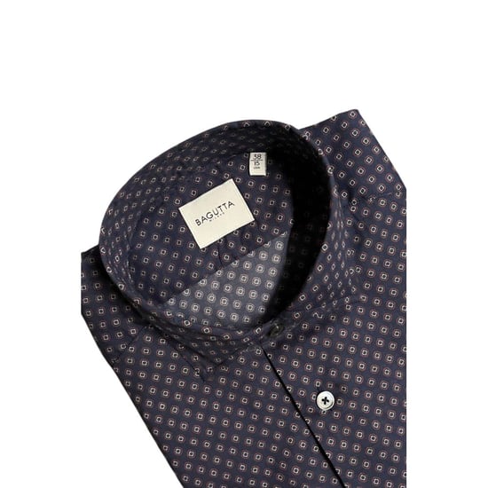 Camisa de Hombre Slim Fit de Algodón Azul Bagutta - Image 3