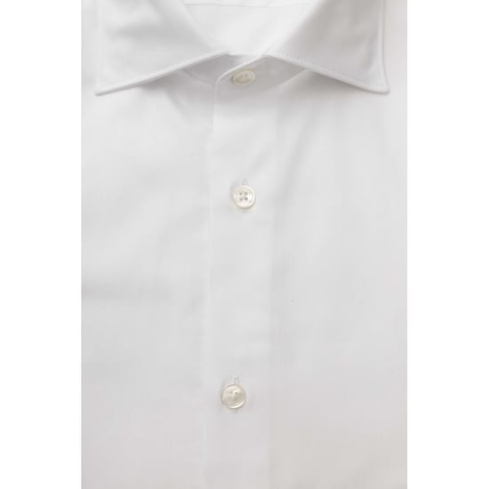 Camisa de Hombre de Algodón Blanco Bagutta - Image 4