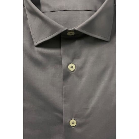 Camisa de Hombre de Algodón Gris Baldinini Trend - Image 3