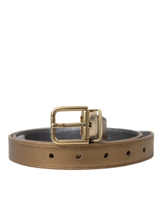 Cinturón de piel de ternera dorada metálica con hebilla de metal de Dolce & Gabbana - Image 1