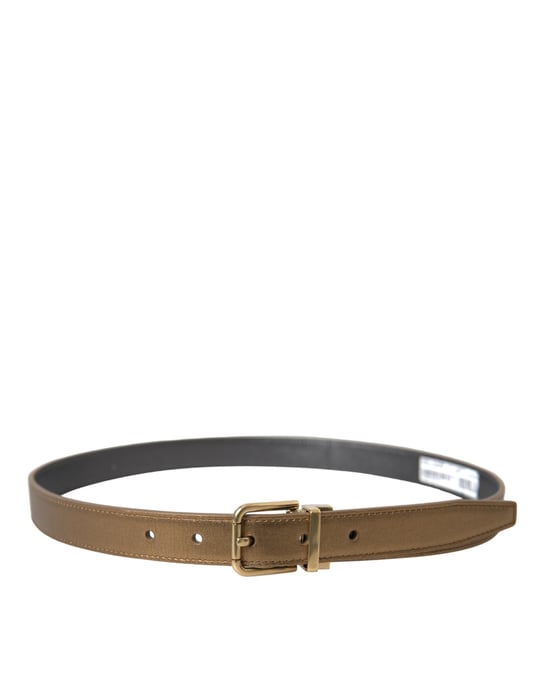 Cinturón de piel de ternera dorada metálica con hebilla de metal de Dolce & Gabbana - Image 2