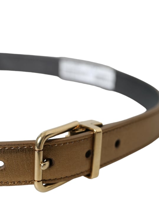 Cinturón de piel de ternera dorada metálica con hebilla de metal de Dolce & Gabbana - Image 3