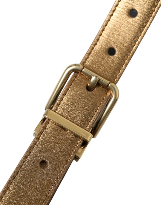 Cinturón de piel de ternera dorada metálica con hebilla de metal de Dolce & Gabbana - Image 6