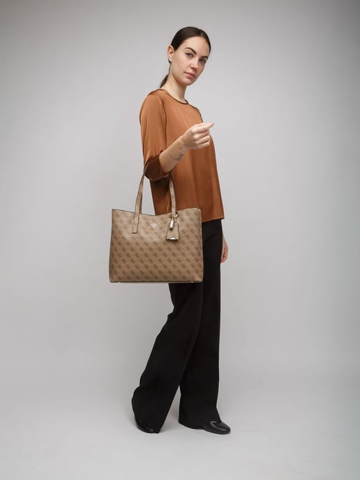 Bolso de Mano para Mujer Guess Jeans Beige de Poliéster - Image 5