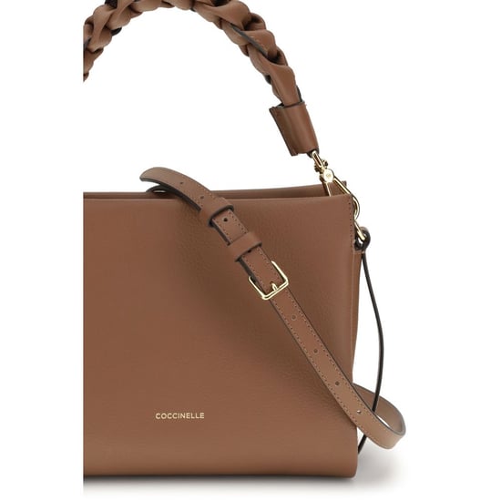 Bolso de Hombro Bos Taurus de Cuero de Ternera Beige Coccinelle - Image 4