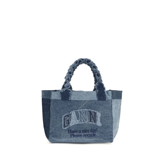 Bolso de Hombro de Algodón Azul Ganni - Image 1