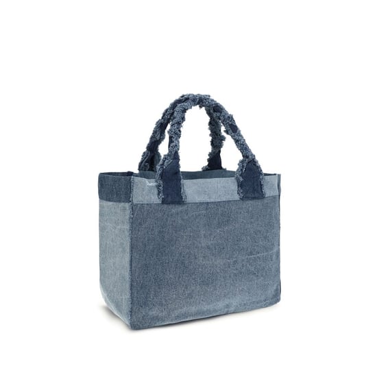Bolso de Hombro de Algodón Azul Ganni - Image 3