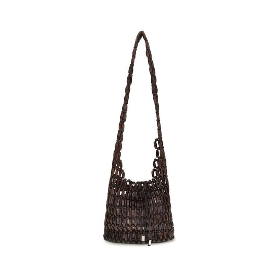 Bolso de Hombro de Madera Marrón Staud - Image 1