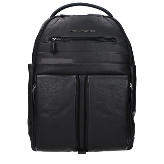 Mochila de Cuero Negra Piquadro - Image 1