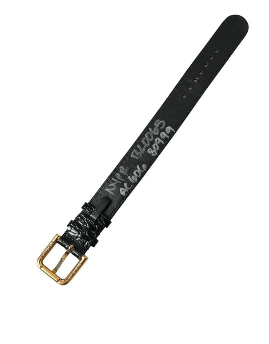 Brazalete de piel texturizada negra Dolce & Gabbana con hebilla de metal dorado - Image 3