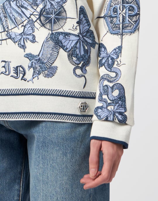Round Neck Pullover Butterfly Tattoo - Image 3