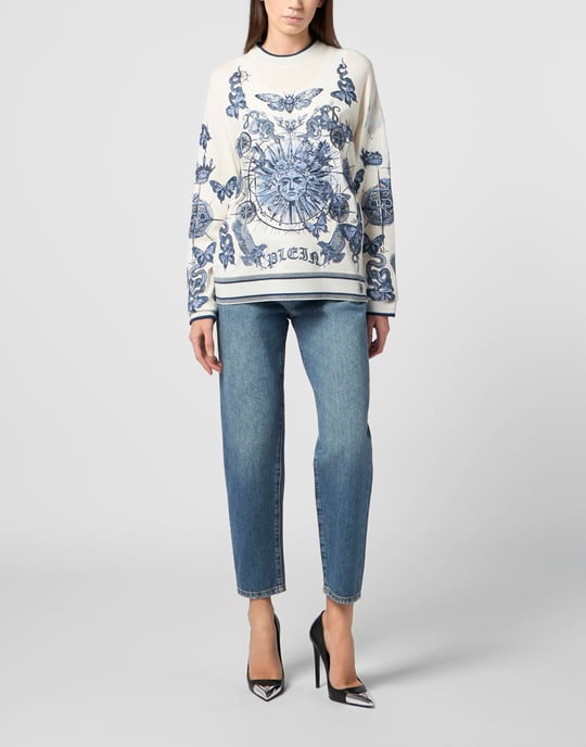 Round Neck Pullover Butterfly Tattoo - Image 4