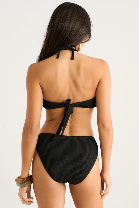 Top de bikini con cuello halter y ribete negro - Image 4