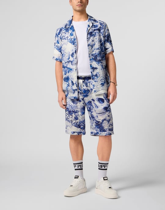 Linen Bowling Shorts All-Over Ceramic - Image 4
