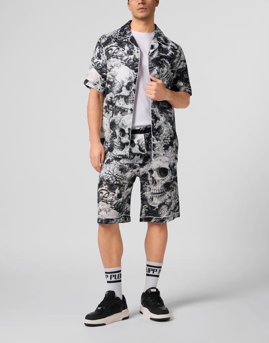 Linen Bowling Shorts All-Over Ceramic - Image 4