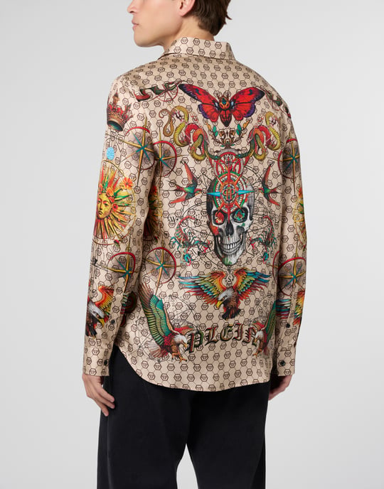 Silk Pajamas Shirt Monogram Tattoo - Image 5