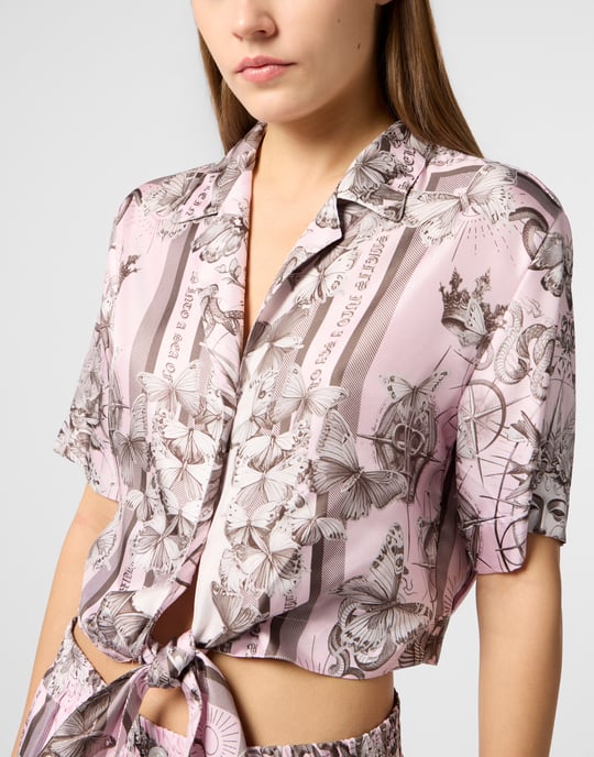 Cropped Bow Shirt Butterfly Tattoo - Image 3