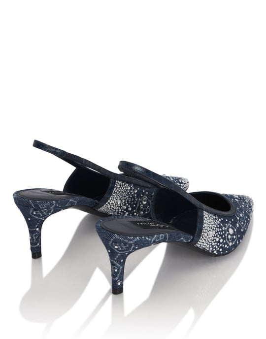 Denim Mid Heels Slingbacks Monogram Strass - Image 3