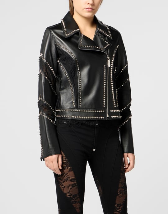 Biker Jacket With Lace Inserts - Image 2