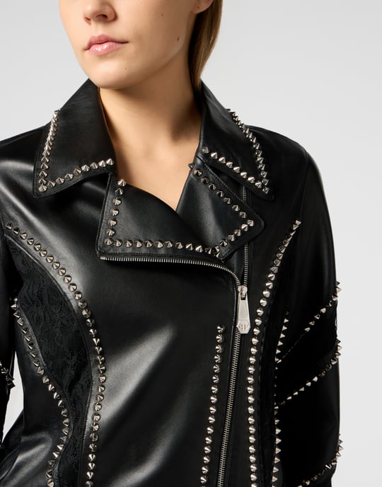 Biker Jacket With Lace Inserts - Image 3