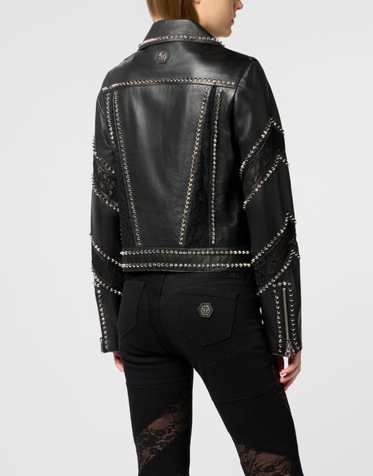 Biker Jacket With Lace Inserts - Image 5