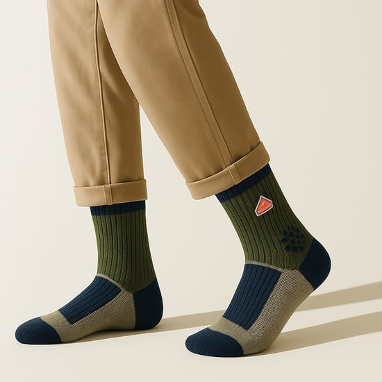 Calcetines de senderismo de lana reciclada en bloque de colores medianos para hombres y mujeres - Image 4