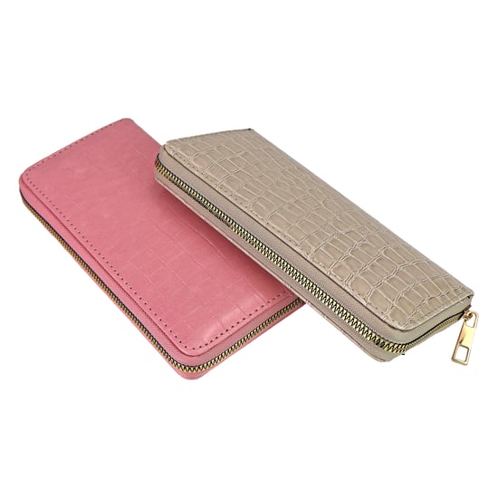 Cartera Compacta de Piel Sintética con Estampado de Croc para Damas, Organizador de Tarjetas y Monedas - Image 4