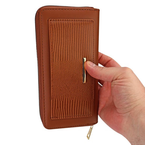 Cartera de Dama de Cuero Sintético Grande con Textura y Detalle Metálico Organizador - Image 3