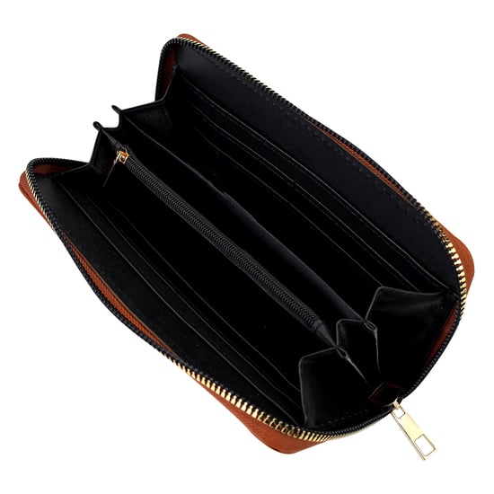 Cartera de Dama de Cuero Sintético Grande con Textura y Detalle Metálico Organizador - Image 4