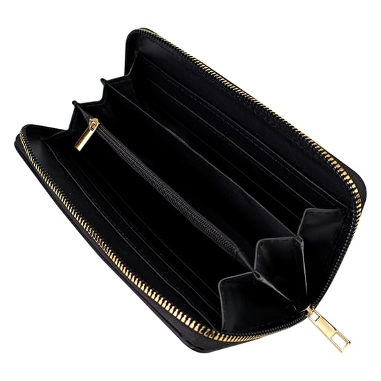 Cartera Grande de Cuero Sintético para Damas con Textura y Detalles Metálicos Organizador - Image 4
