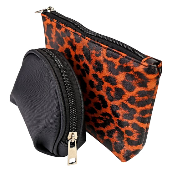 Juego de 3 bolsas de cosméticos para damas con estampado de leopardo, bolsas de maquillaje y artículos de tocador para viajes - Image 4