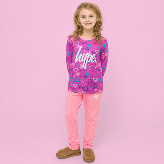 Conjunto de Pijamas de Algodón 100% para Niñas, Rosa con Garabatos, Manga Larga - Image 4