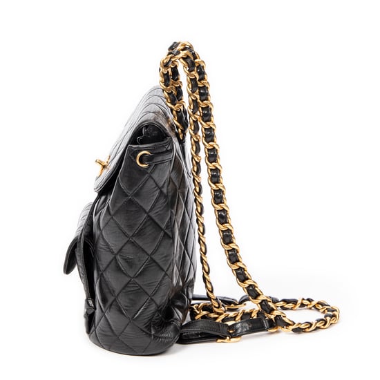 Chanel Small CC Drawstring Backpack  en Negro Cuero de ternero - Image 3