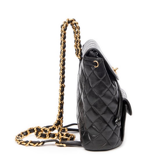 Chanel Small CC Drawstring Backpack  en Negro Cuero de ternero - Image 4