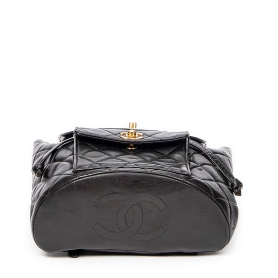 Chanel Small CC Drawstring Backpack  en Negro Cuero de ternero - Image 6