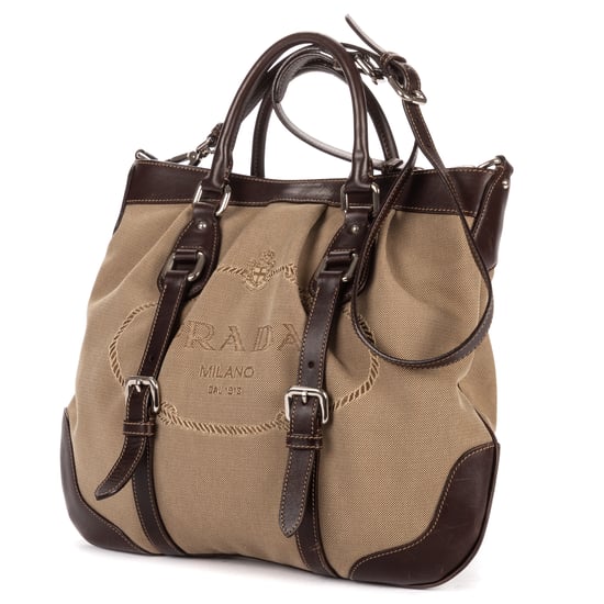 Prada Jacquard Two Straps Tote en caqui Lienzo - Image 2