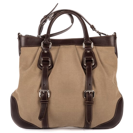 Prada Jacquard Two Straps Tote en caqui Lienzo - Image 5