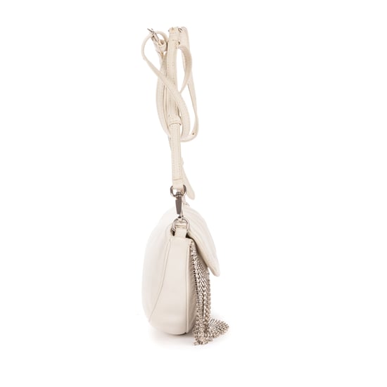 Miu Miu Crystal Fringed Crossbody  en  marfil Cuero de ternero - Image 4