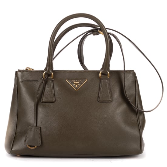 Prada Double Zip Tote en verde oscuro Cuero de ternero - Image 1