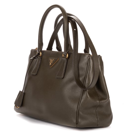 Prada Double Zip Tote en verde oscuro Cuero de ternero - Image 2