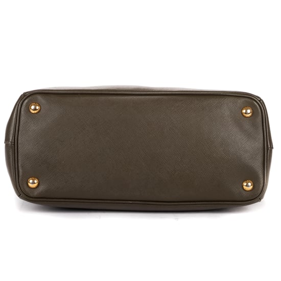Prada Double Zip Tote en verde oscuro Cuero de ternero - Image 6