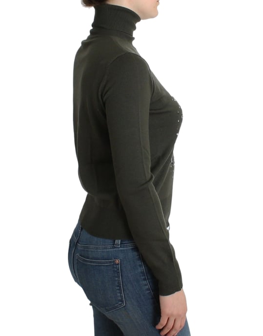 Suéter de cuello alto verde de lana John Galliano - Image 4
