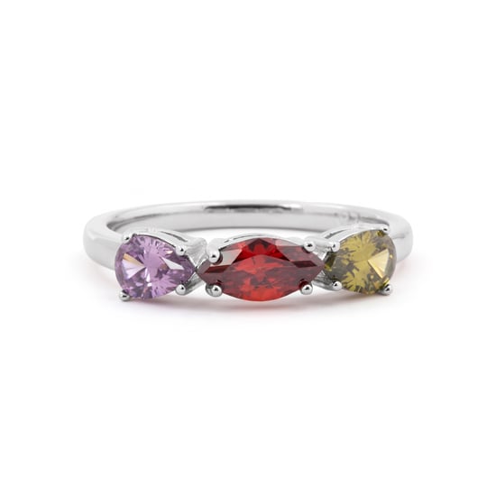 Anillo Luxenter de Aleación de Metal y Circonita Multicolor acabado en rodio - Prazma - Image 6