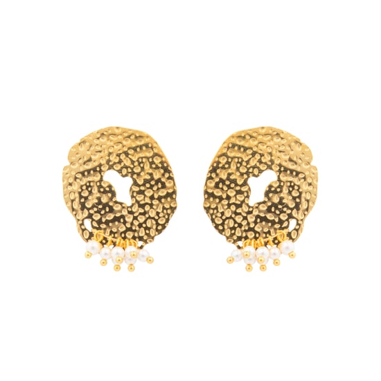 Luxenter Pendientes acabado oro amarillo de 18k y Perla Blanca - Kuwe - Image 1