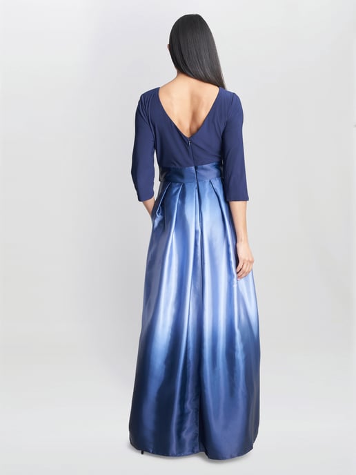Ingrid V Neck Back Ombre Satin Maxi Dress - Image 2