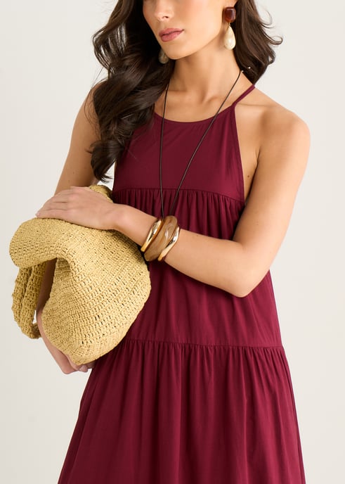 Vestido largo trapecio con cuello halter y volantes de Mulberry - Image 2