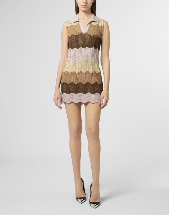 Polo Neck Mini Dress Color Wave - Image 3